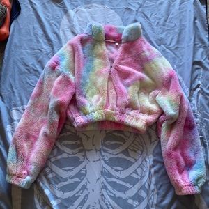 pastel rainbow fluffy pullover